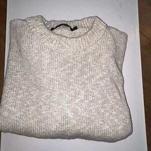 Jenni Kanye Cotton Linen Oversized Crew Neck, Oatmeal, Size Medium, Ladies